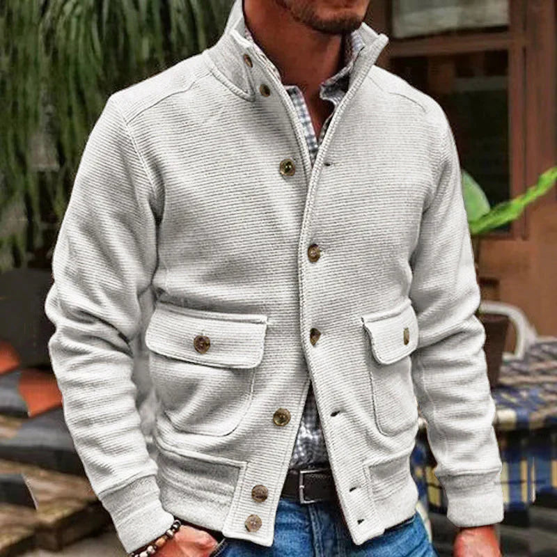 Men's Stand Collar Solid Color Jacket