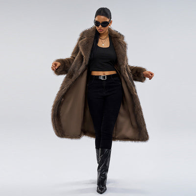 Fox Fur Extended Overcoat Coat European And American Leisure Overcoat